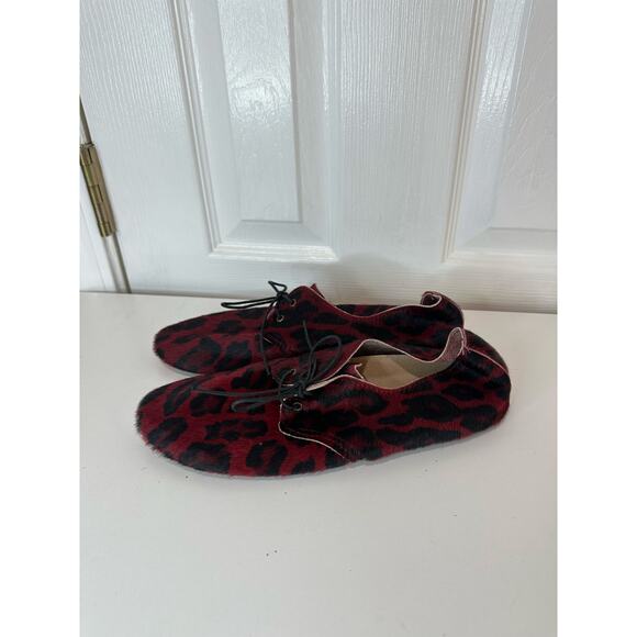 Anniel Italy Sz EU 40 Pony Hair Derby Ballet Booties Red Leopard Cheetah - Picture 2 of 7